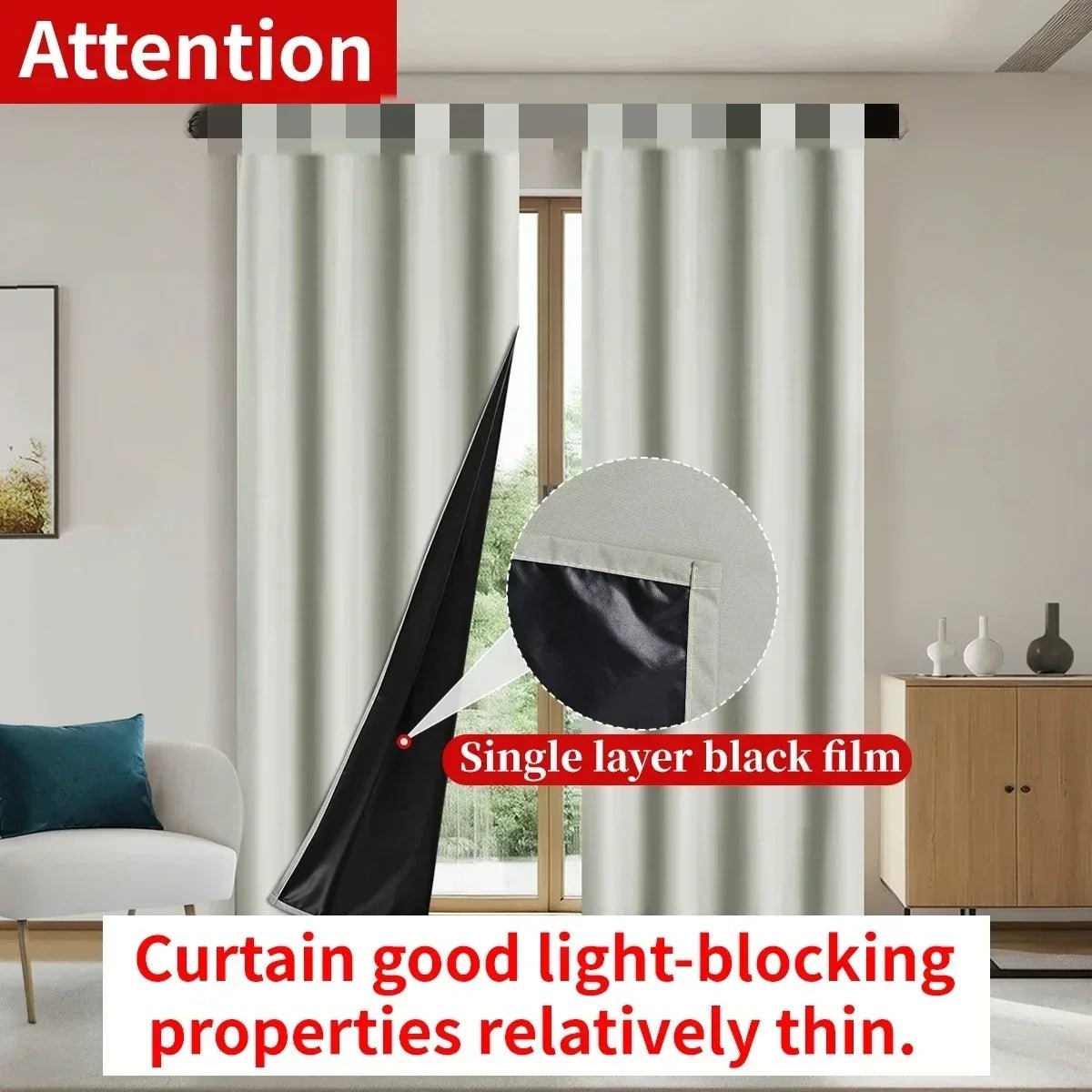 100% Verdunkelungsvorhang mit Stangentasche: Perfekt für Wohn - und Schlafzimmer - ApolettaApoletta