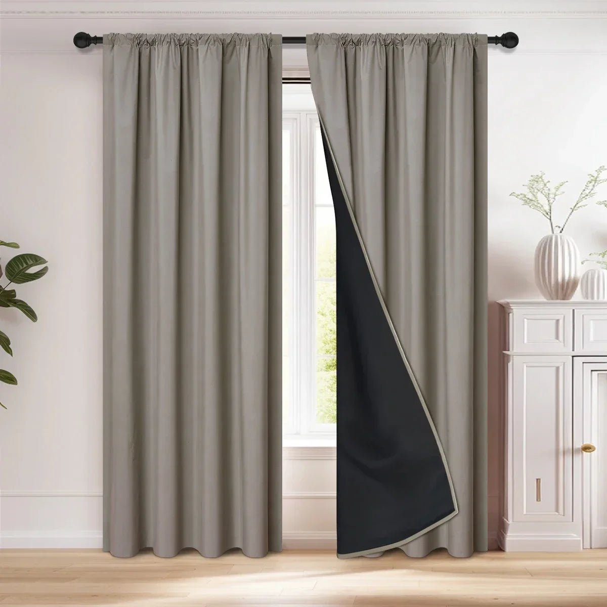 100% Verdunkelungsvorhang mit Stangentasche: Perfekt für Wohn - und Schlafzimmer - ApolettaApoletta