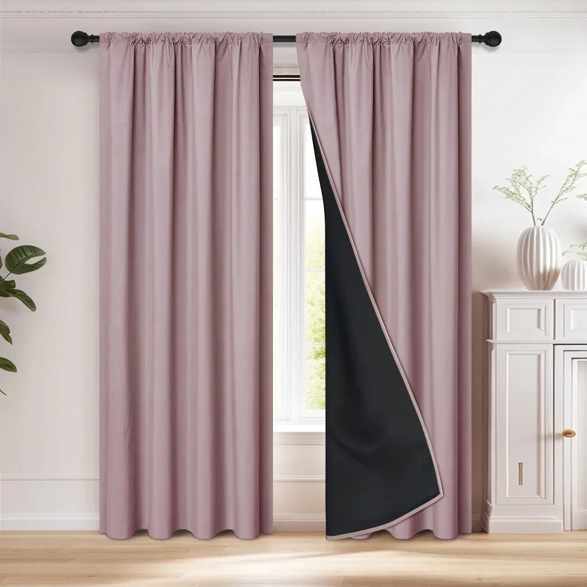 100% Verdunkelungsvorhang mit Stangentasche: Perfekt für Wohn - und Schlafzimmer - ApolettaApoletta
