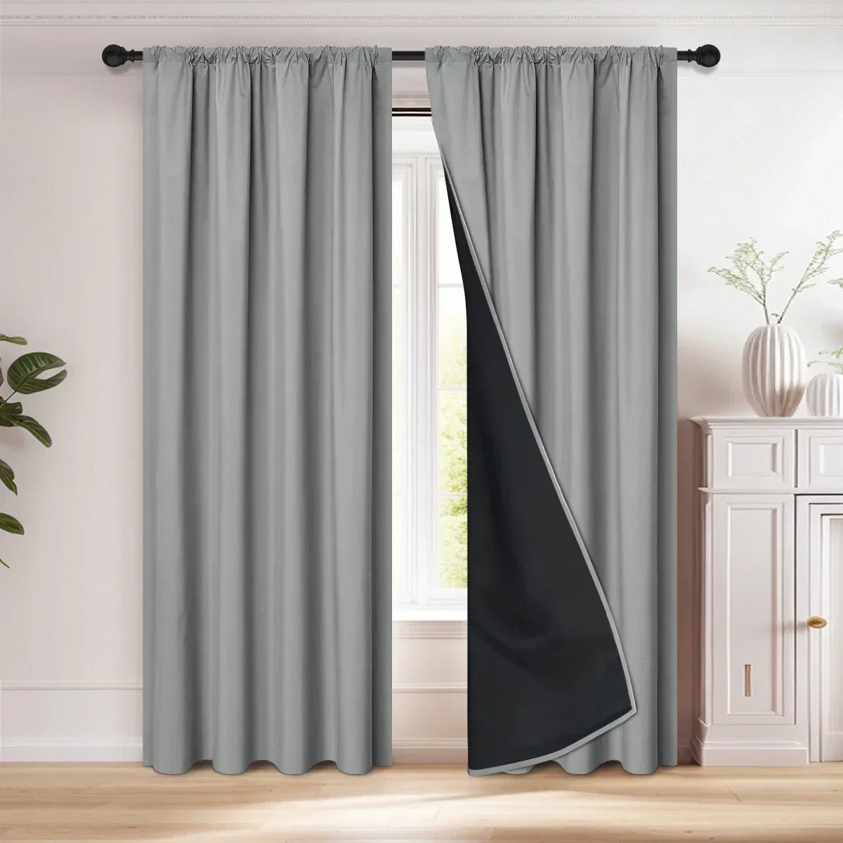 100% Verdunkelungsvorhang mit Stangentasche: Perfekt für Wohn - und Schlafzimmer - ApolettaApoletta