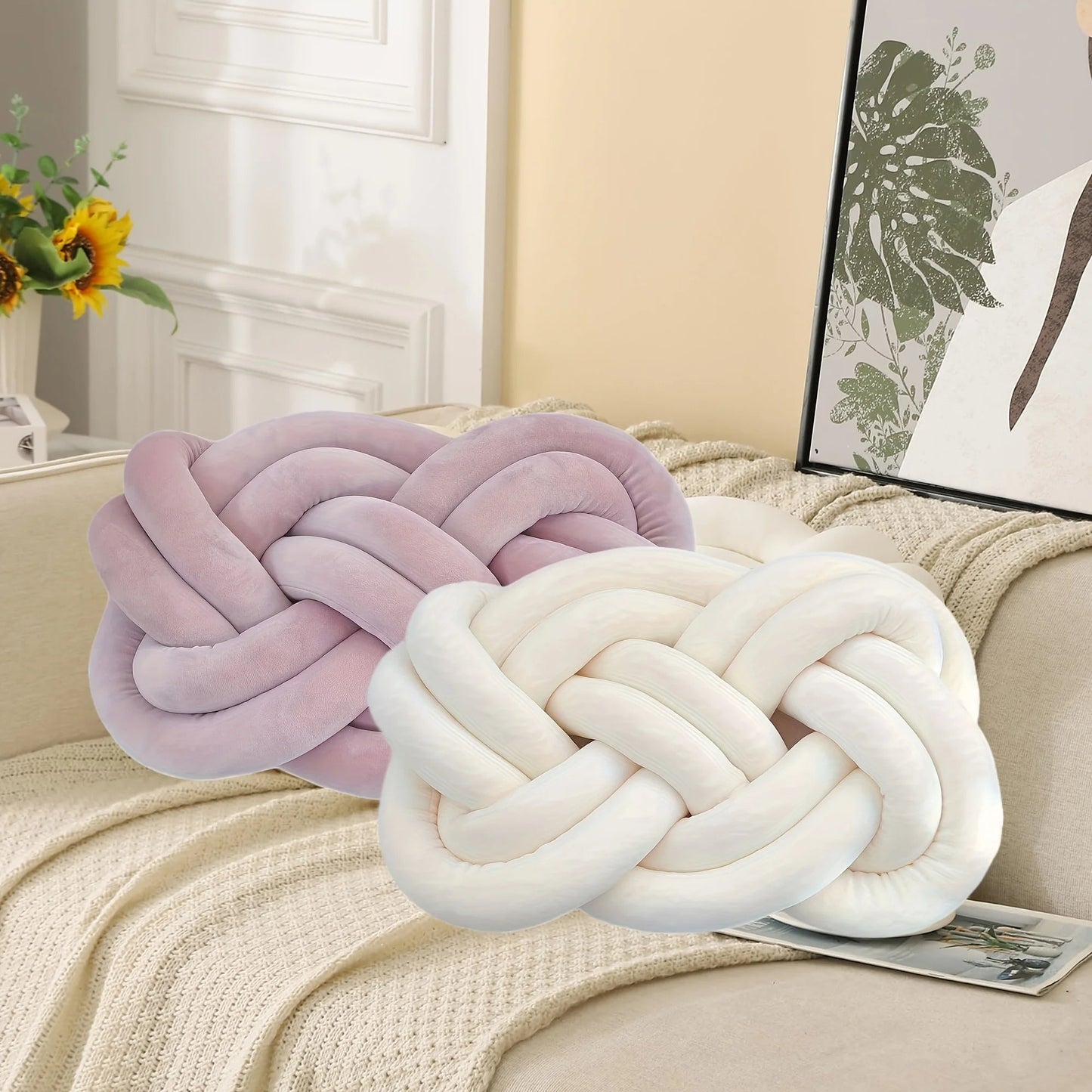 Geknotetes Kissen: Weiches, dekoratives Wurfkissen für Sofa & Schlafzimmer - ApolettaApoletta