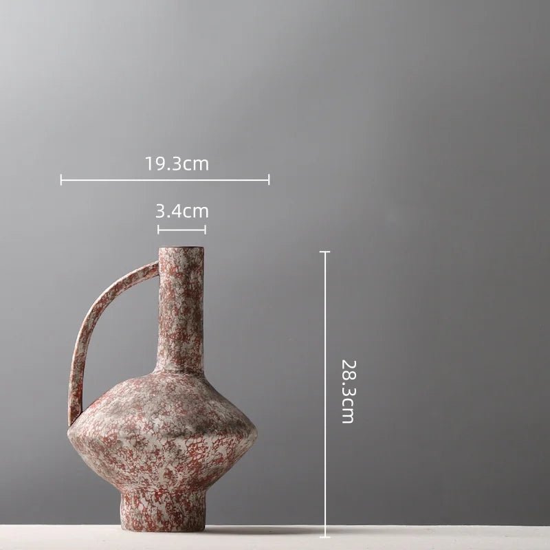 Keramikvase: Handgefertigte Blumenvase im Vintage - Stil mit Griff - ApolettaApoletta