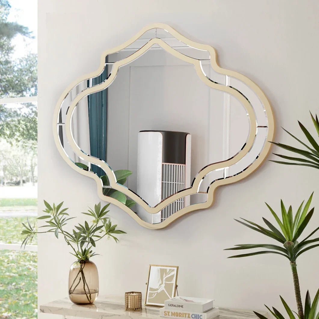 Großer Goldener Wandspiegel: Glasrahmen & Goldrand für Wohnzimmer & Flur - ApolettaApoletta