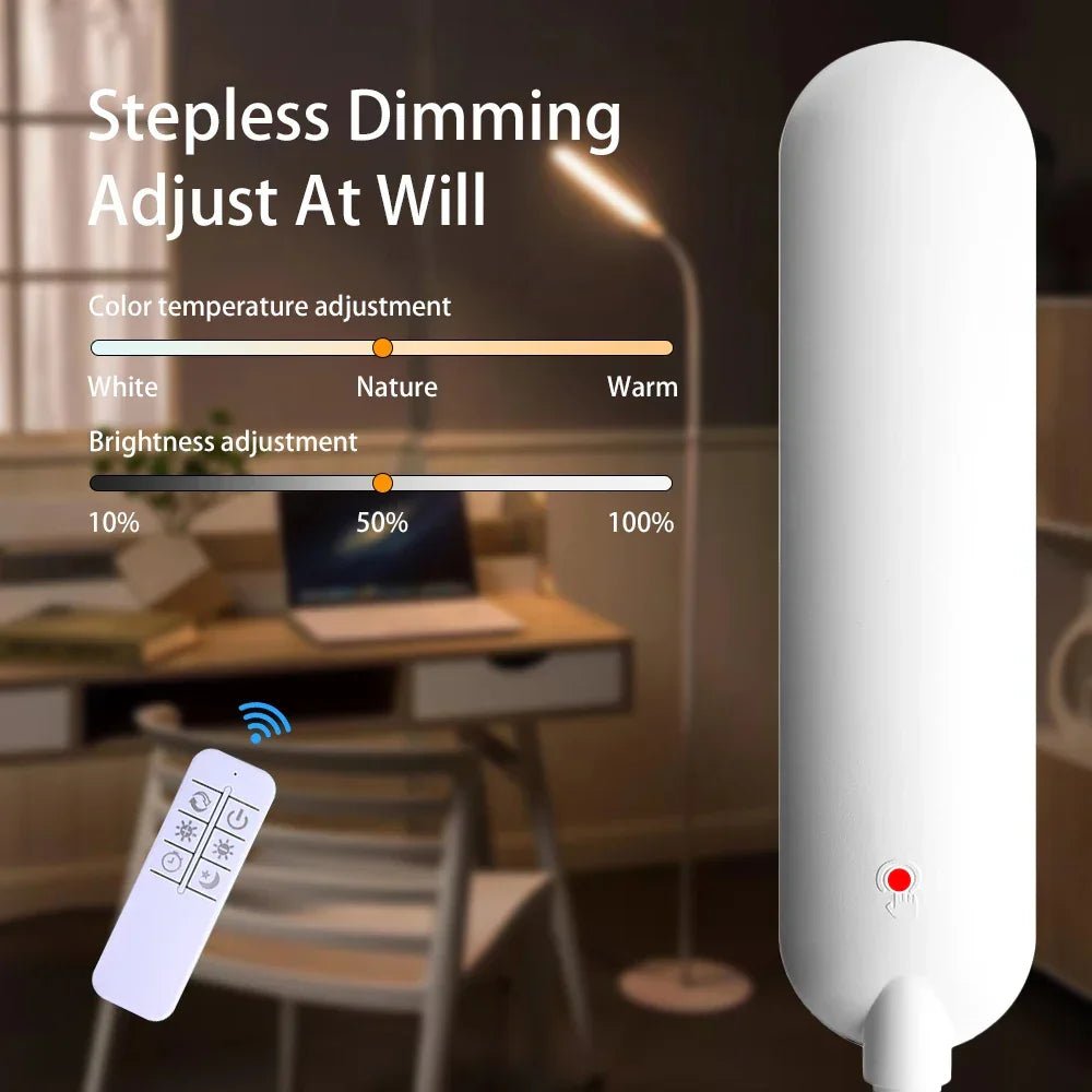 LED - Stehlampe: Verstellbarer Schwanenhals & Fernbedienung für Wohnzimmer und Schlafzimmer - ApolettaApoletta
