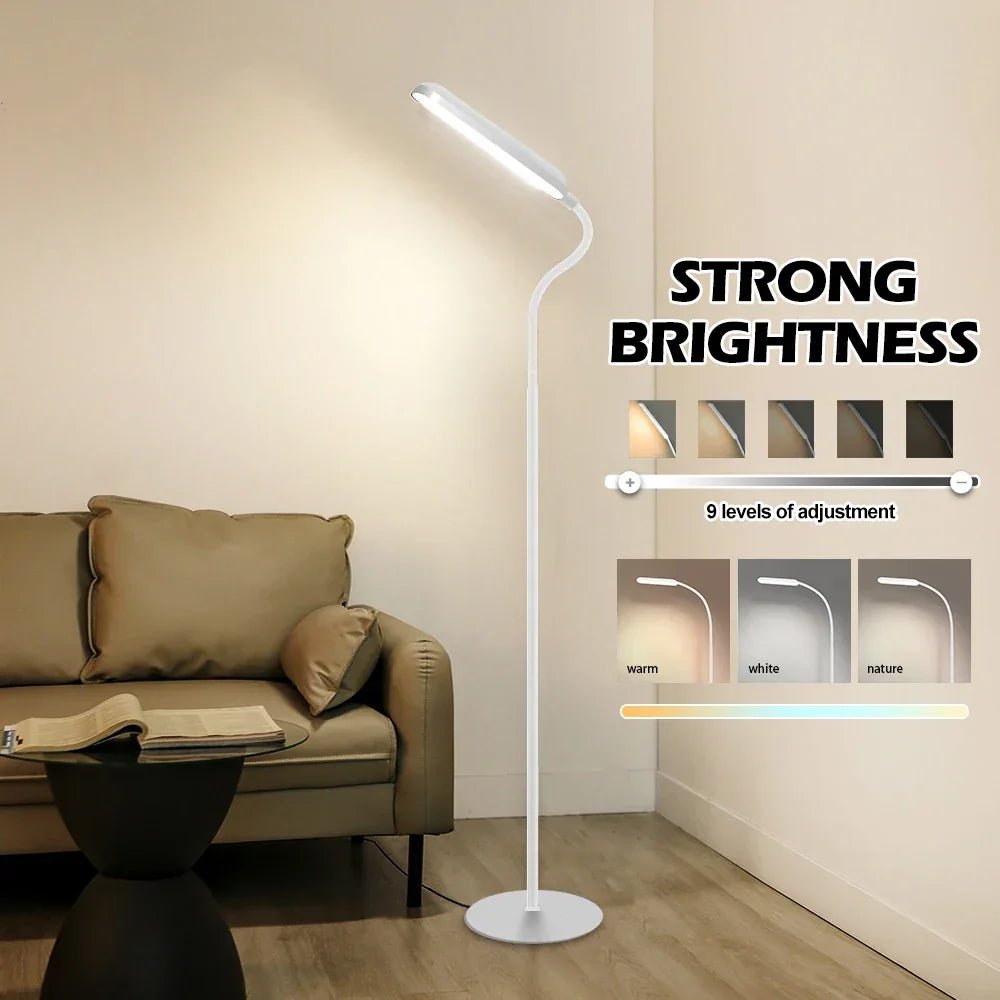 LED - Stehlampe: Verstellbarer Schwanenhals & Fernbedienung für Wohnzimmer und Schlafzimmer - ApolettaApoletta