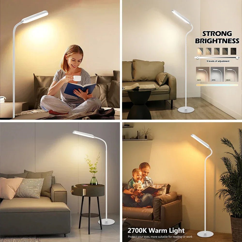 LED - Stehlampe: Verstellbarer Schwanenhals & Fernbedienung für Wohnzimmer und Schlafzimmer - ApolettaApoletta