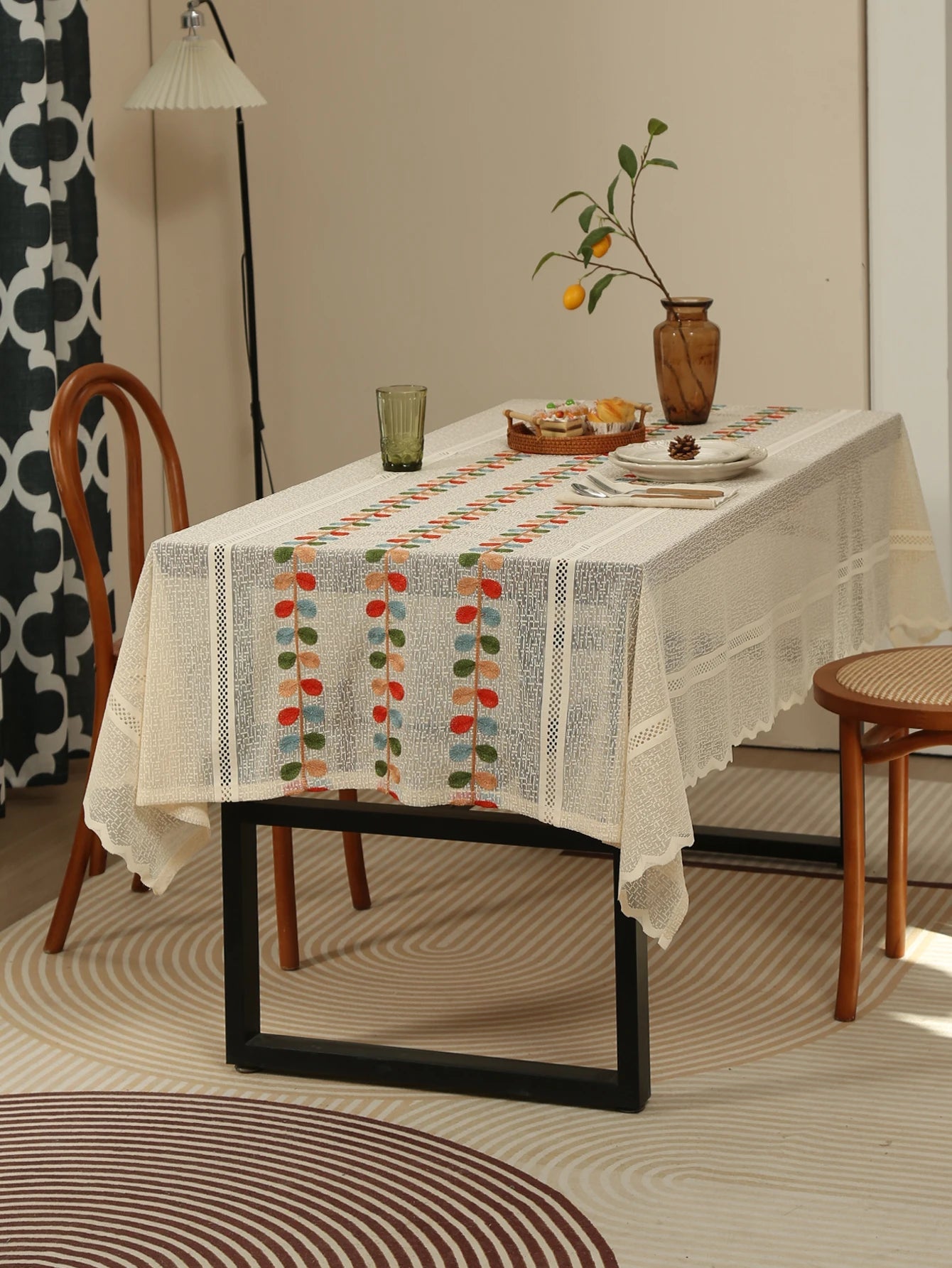 Rustikale Leinen - Tischdecke: Transparente Spitze für Vintage - Deko, Hochzeit & Picknick - ApolettaApoletta