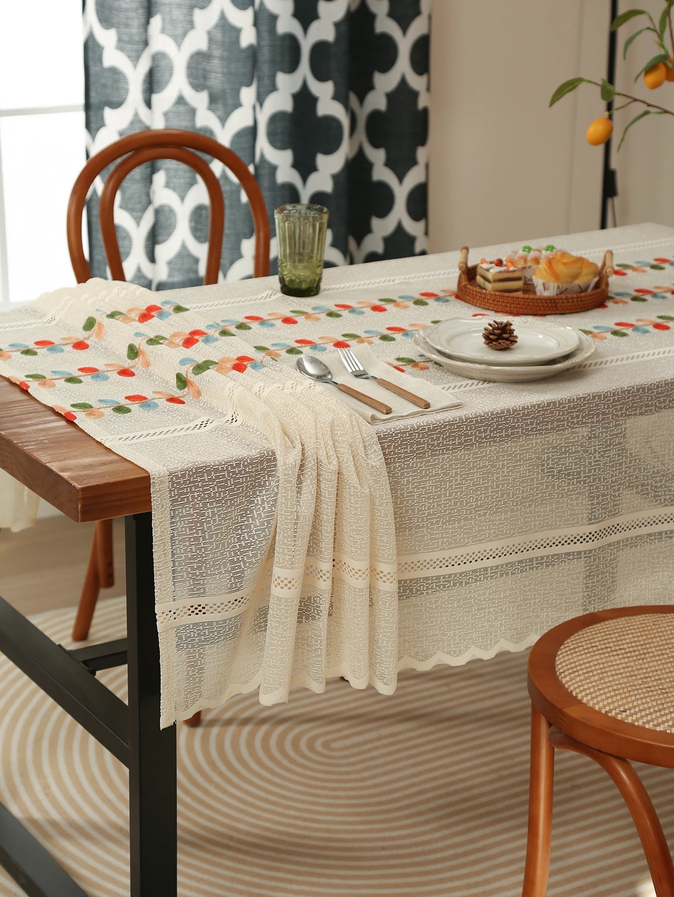 Rustikale Leinen - Tischdecke: Transparente Spitze für Vintage - Deko, Hochzeit & Picknick - ApolettaApoletta