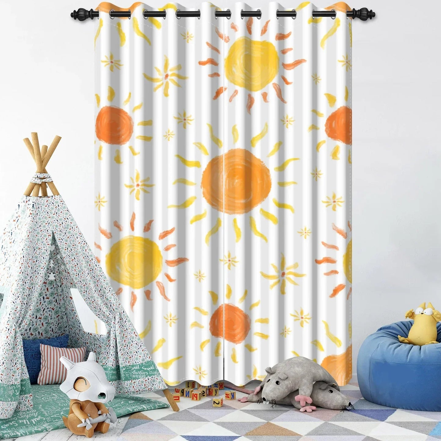 Gelbe Sunburst - Vorhänge: 2er - Set Verdunkelungsvorhänge für Kinderzimmer - ApolettaApoletta
