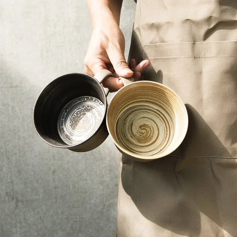 Japanisches Steinzeug - Kaffeetassen - Set: 350 ml, handgefertigt & im Retro - Stil - ApolettaApoletta