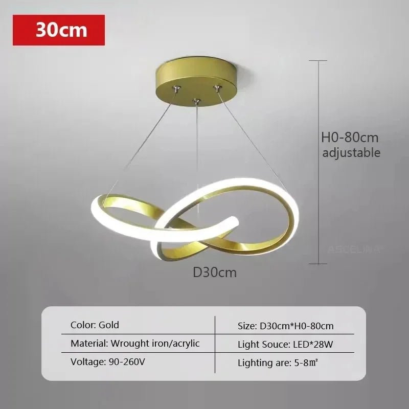 Nordische LED - Pendelleuchte: 24/30 cm, Gold - Design für Esszimmer & Schlafzimmer - ApolettaApoletta