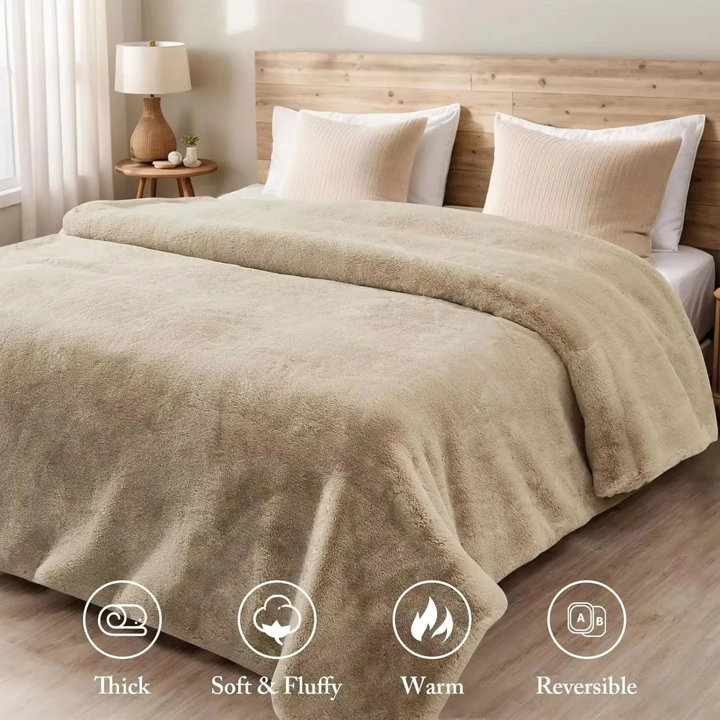 Luxuriöse Tagesdecke aus doppellagigem Kunstnerzfell: Weich & warm für Couch und Bett - ApolettaApoletta