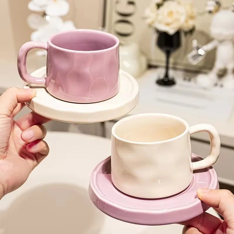 Keramik - Kaffeetasse mit Untertasse: 300 ml Becher für Frühstück, Latte & Tee - ApolettaApoletta