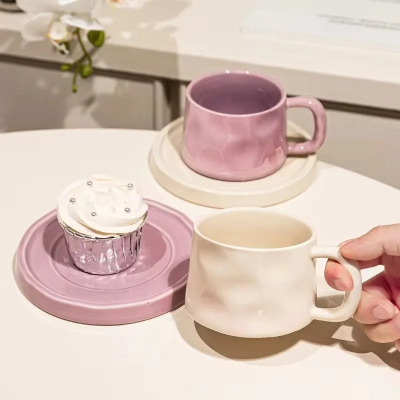 Keramik - Kaffeetasse mit Untertasse: 300 ml Becher für Frühstück, Latte & Tee - ApolettaApoletta