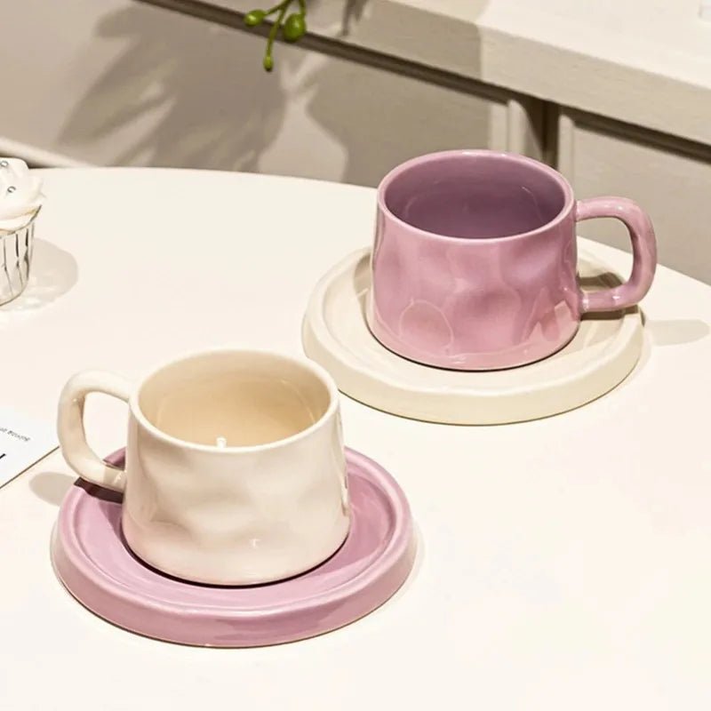 Keramik - Kaffeetasse mit Untertasse: 300 ml Becher für Frühstück, Latte & Tee - ApolettaApoletta