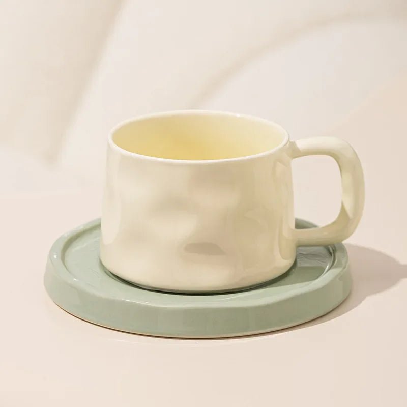 Keramik - Kaffeetasse mit Untertasse: 300 ml Becher für Frühstück, Latte & Tee - ApolettaApoletta