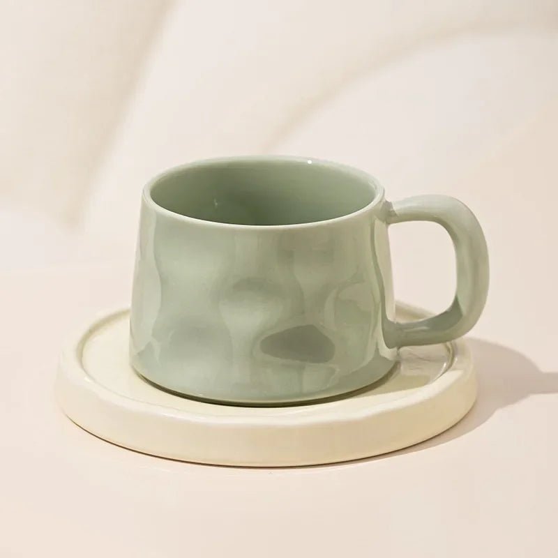 Keramik - Kaffeetasse mit Untertasse: 300 ml Becher für Frühstück, Latte & Tee - ApolettaApoletta
