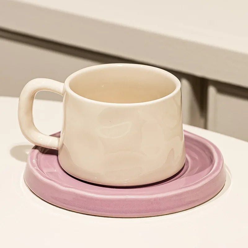 Keramik - Kaffeetasse mit Untertasse: 300 ml Becher für Frühstück, Latte & Tee - ApolettaApoletta