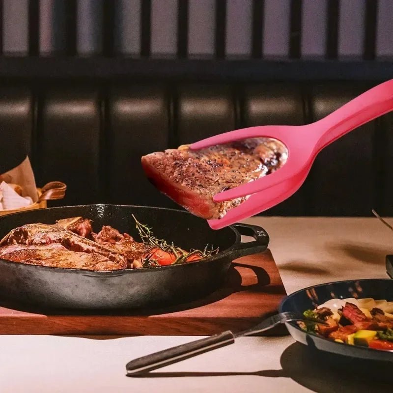 2 - in - 1 Spatel & Zange: Multifunktionale Flip - Zange für Eier, Steaks & Pfannkuchen - ApolettaApoletta