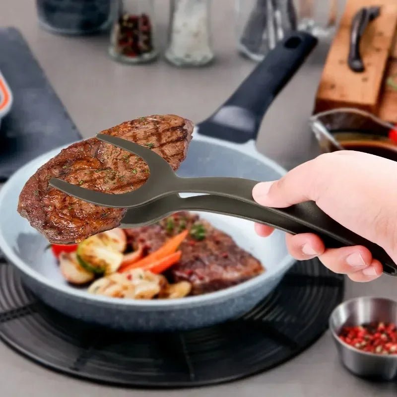 2 - in - 1 Spatel & Zange: Multifunktionale Flip - Zange für Eier, Steaks & Pfannkuchen - ApolettaApoletta
