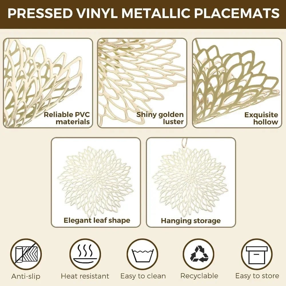 4er - Set Runde Tischsets: Abwischbares Vinyl für Weihnachten, Erntedank & Feiertage - ApolettaApoletta
