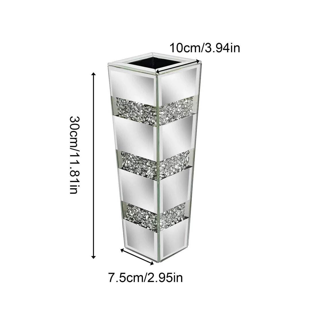 Moderne Bodenvase: Dekorative Spiegel - Vase in Kristall - Silber für Blumen - Arrangements - ApolettaApoletta