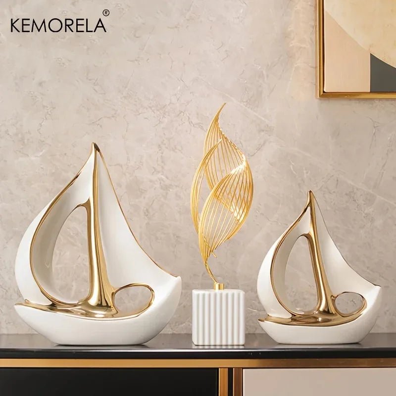Luxus - Segelboot - Skulptur: Postmoderne Keramik - Deko für Wohnzimmer und Büro - ApolettaApoletta