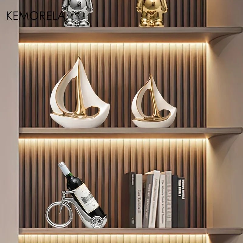 Luxus - Segelboot - Skulptur: Postmoderne Keramik - Deko für Wohnzimmer und Büro - ApolettaApoletta