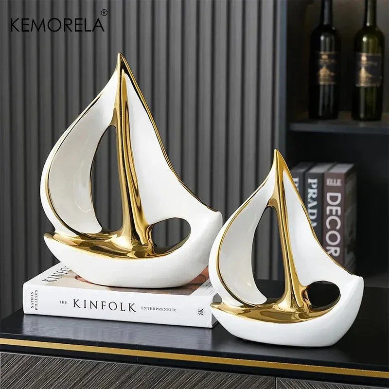 Luxus - Segelboot - Skulptur: Postmoderne Keramik - Deko für Wohnzimmer und Büro - ApolettaApoletta