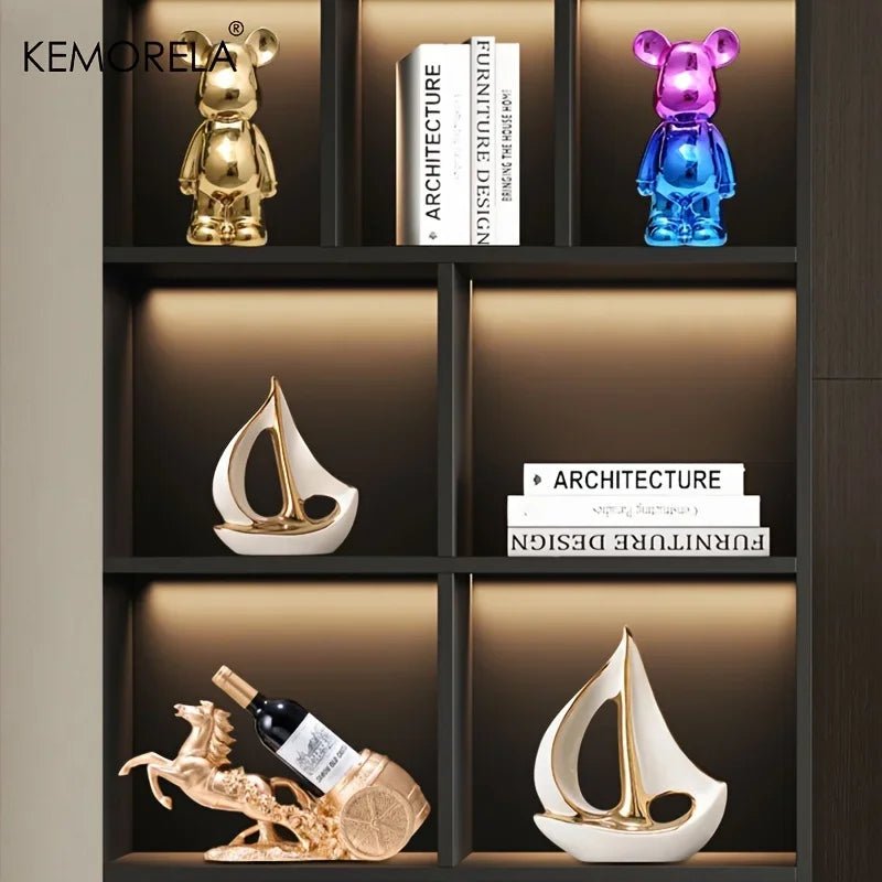 Luxus - Segelboot - Skulptur: Postmoderne Keramik - Deko für Wohnzimmer und Büro - ApolettaApoletta