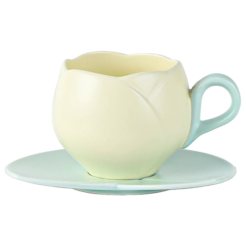 Tulpen - Trinkbecher mit Untertasse: Kreative Vintage - Tasse für Kaffee & Nachmittagstee - ApolettaApoletta