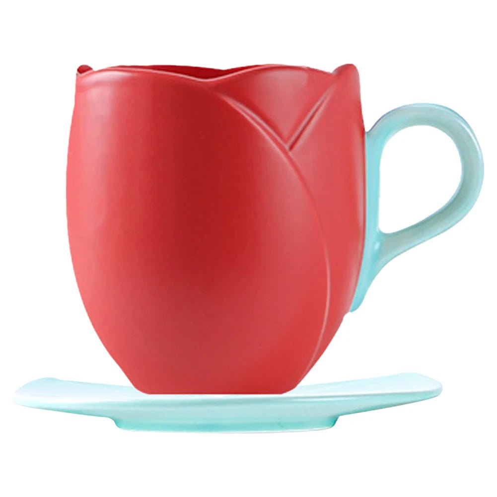 Tulpen - Trinkbecher mit Untertasse: Kreative Vintage - Tasse für Kaffee & Nachmittagstee - ApolettaApoletta