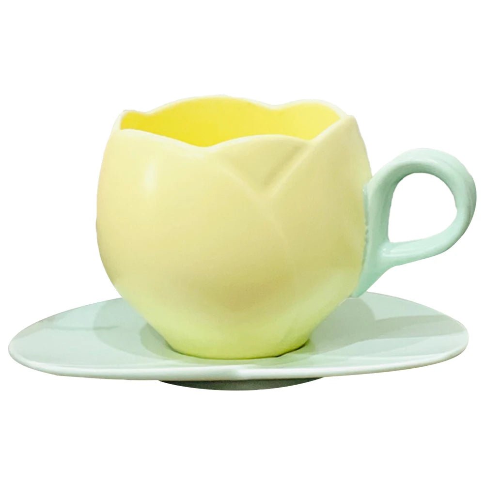Tulpen - Trinkbecher mit Untertasse: Kreative Vintage - Tasse für Kaffee & Nachmittagstee - ApolettaApoletta
