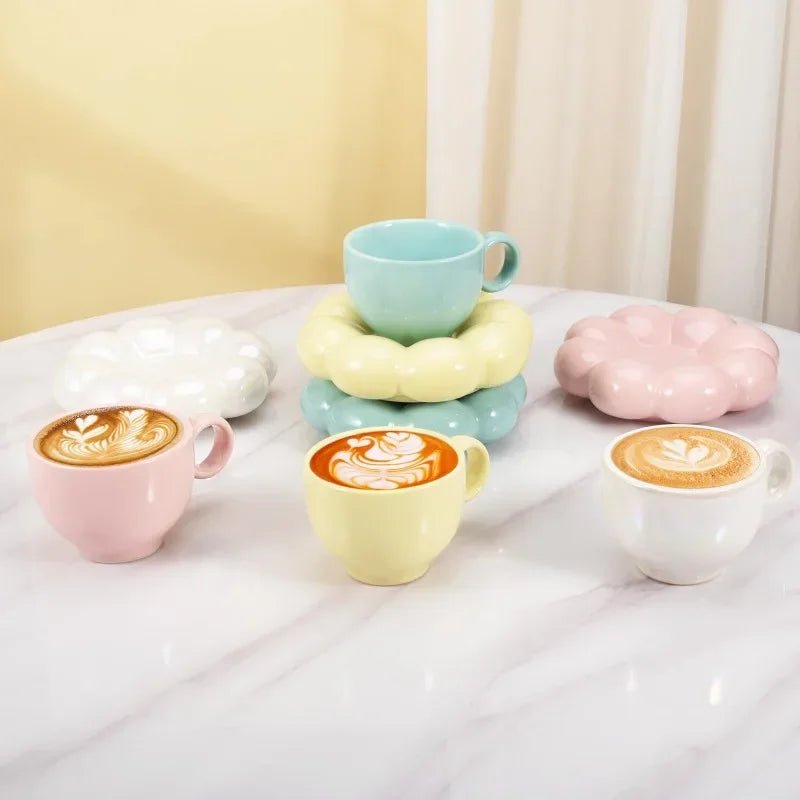 Keramik - Kaffeebecher - Set mit Wolken - Untertasse - ApolettaApoletta