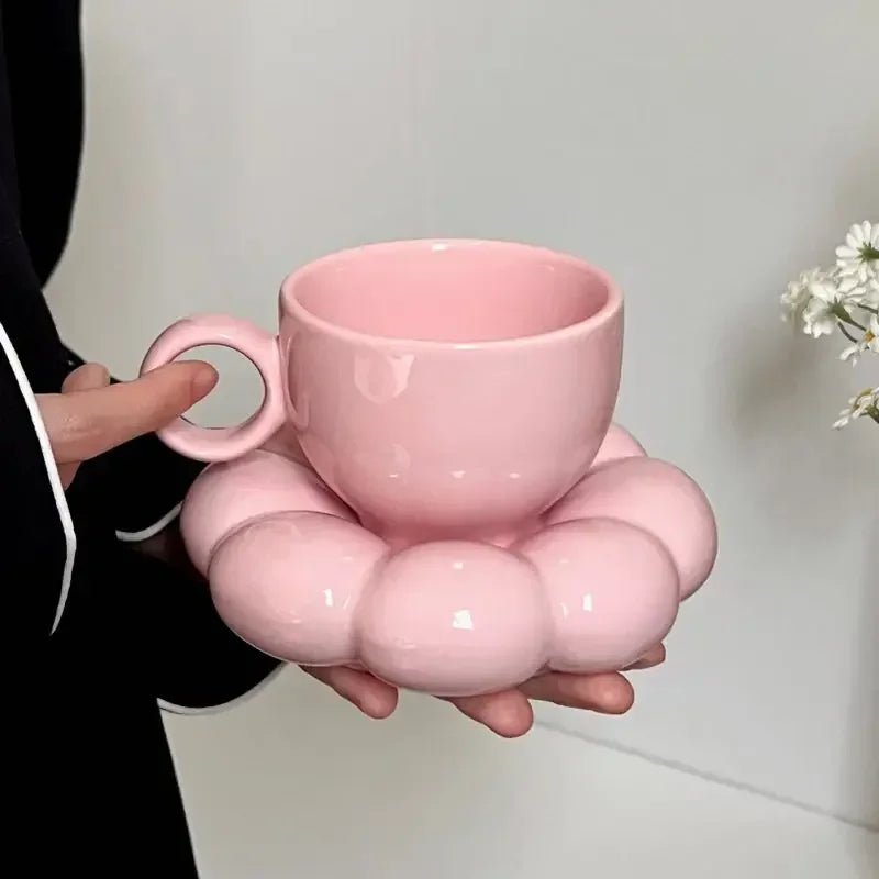Keramik - Kaffeebecher - Set mit Wolken - Untertasse - ApolettaApoletta
