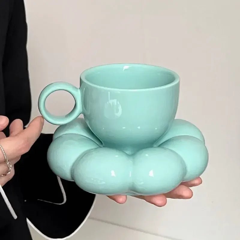 Keramik - Kaffeebecher - Set mit Wolken - Untertasse - ApolettaApoletta