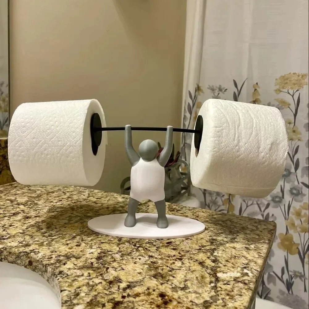 Toilettenpapierhalter „Gewichtheben“: Lustiger Rollenspender für Fitnessstudio - Fans - ApolettaApoletta