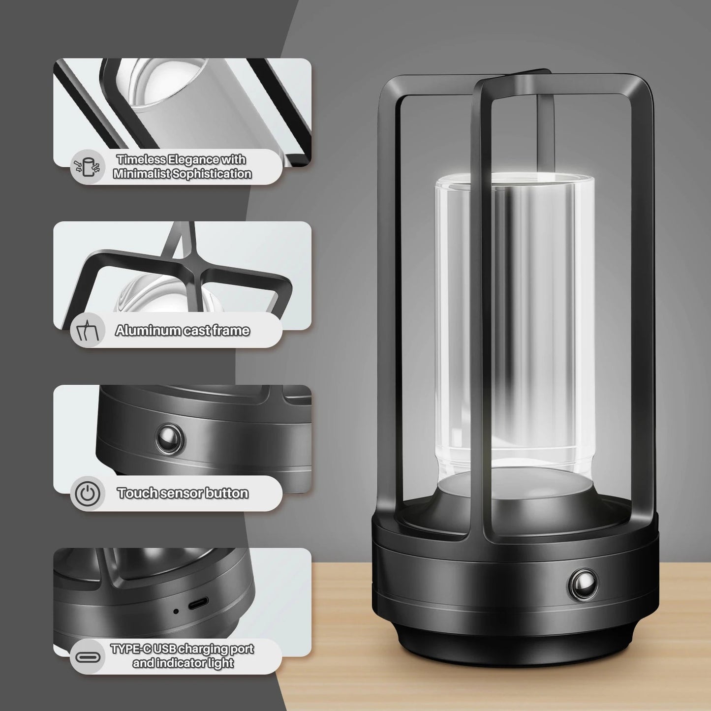 LED - Laterne mit Touch: Moderne USB - Tischlampe für Restaurant & Hotel - ApolettaApoletta