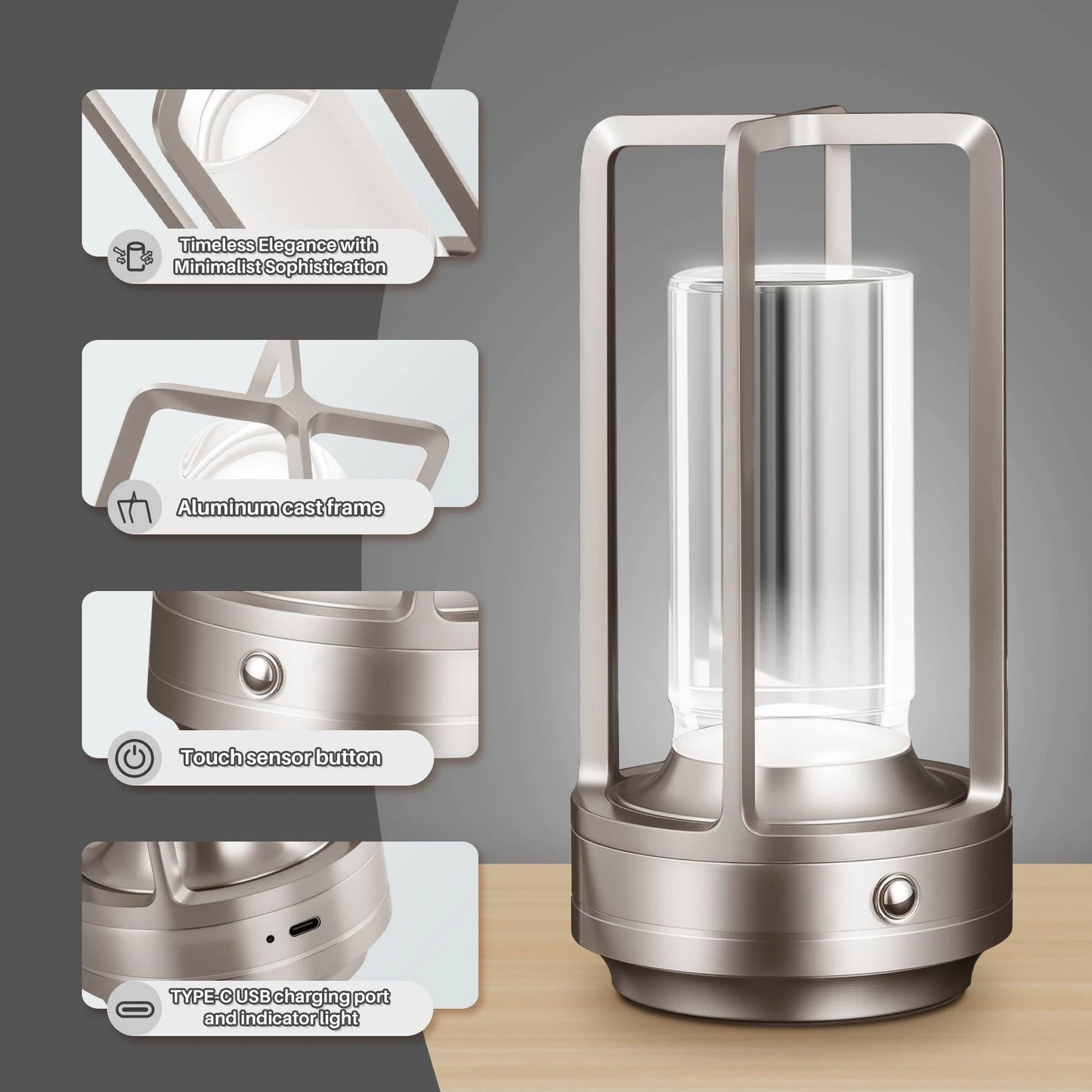 LED - Laterne mit Touch: Moderne USB - Tischlampe für Restaurant & Hotel - ApolettaApoletta