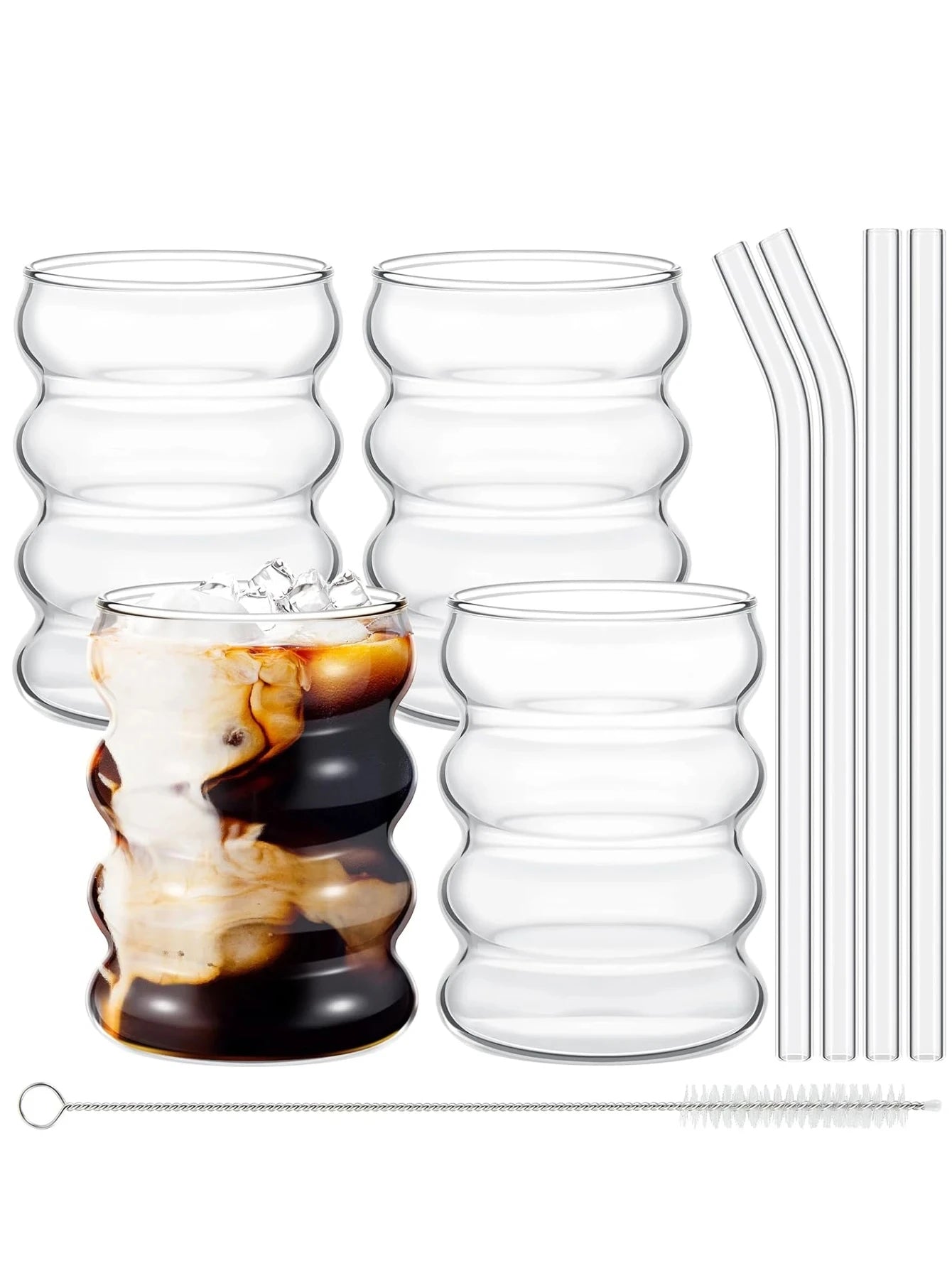 Kreatives Glasbecher - Set (4 - teilig): Vintage - Trinkgläser mit Strohhalmen - ApolettaApoletta