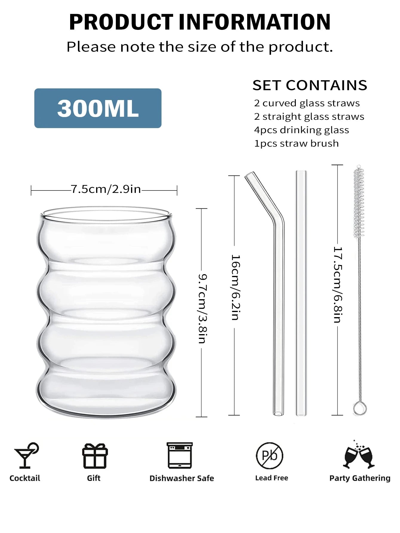 Kreatives Glasbecher - Set (4 - teilig): Vintage - Trinkgläser mit Strohhalmen - ApolettaApoletta