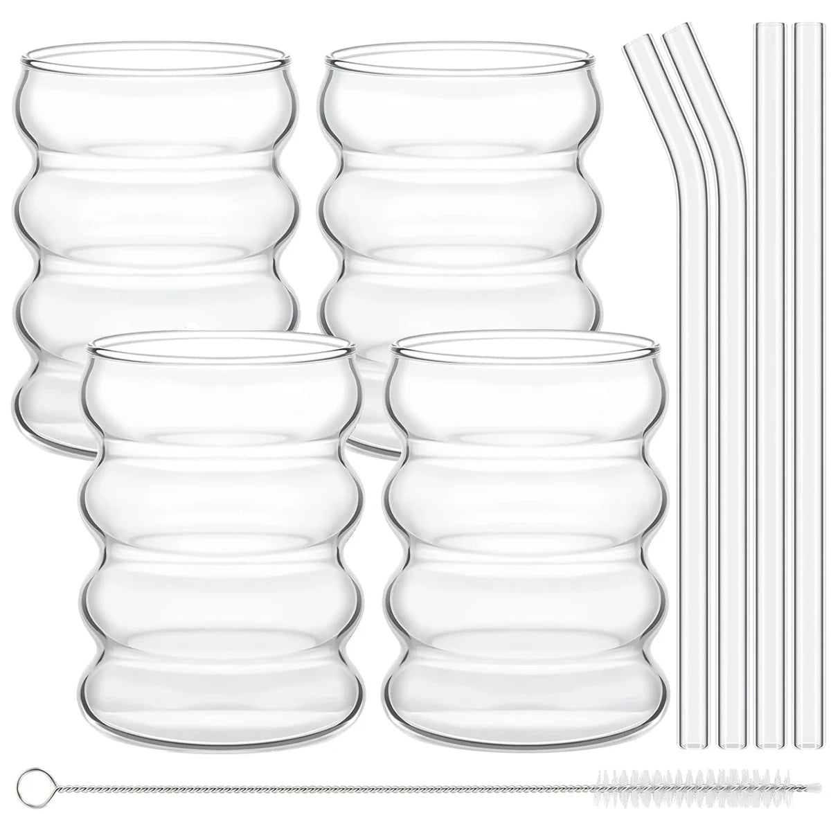Kreatives Glasbecher - Set (4 - teilig): Vintage - Trinkgläser mit Strohhalmen - ApolettaApoletta