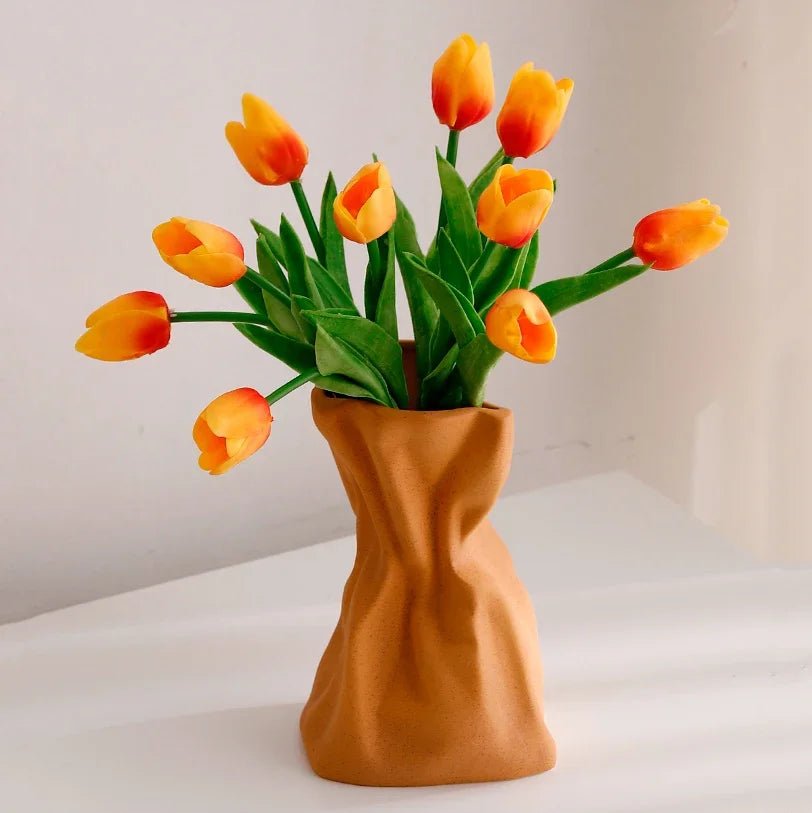 Keramik - Blumenvase in Papiertüten - Optik - ApolettaApoletta