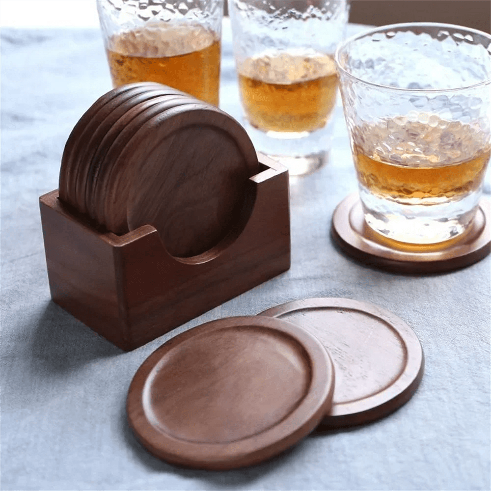 6er Set Holz - Untersetzer aus Walnuss & Buche - ApolettaApoletta