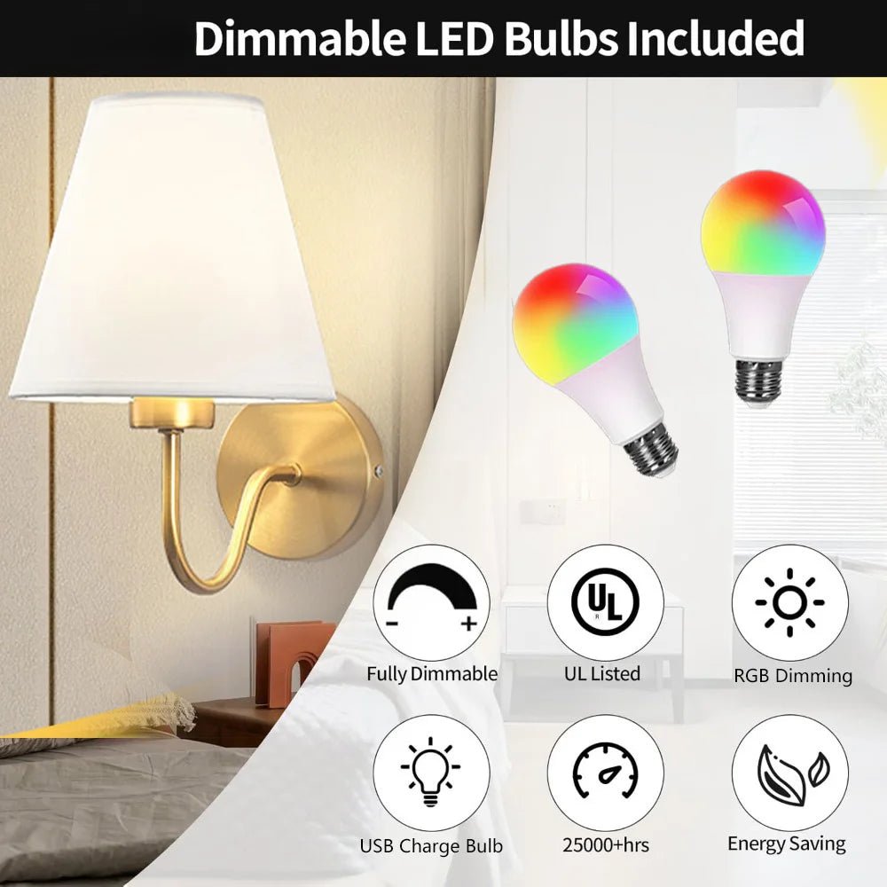 Retro RGB - Wandleuchte: 2er - Set dimmbare Lampen mit Fernbedienung für Schlafzimmer & Wohnzimmer - ApolettaApoletta