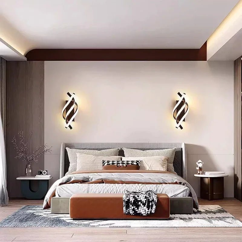 Moderne LED - Wandleuchte: Minimalistische schwarze & weiße Linien für Schlafzimmer & Treppenhaus - ApolettaApoletta