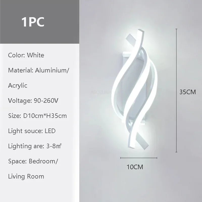 Moderne LED - Wandleuchte: Minimalistische schwarze & weiße Linien für Schlafzimmer & Treppenhaus - ApolettaApoletta