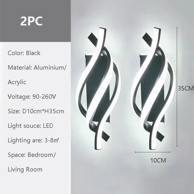 Moderne LED - Wandleuchte: Minimalistische schwarze & weiße Linien für Schlafzimmer & Treppenhaus - ApolettaApoletta