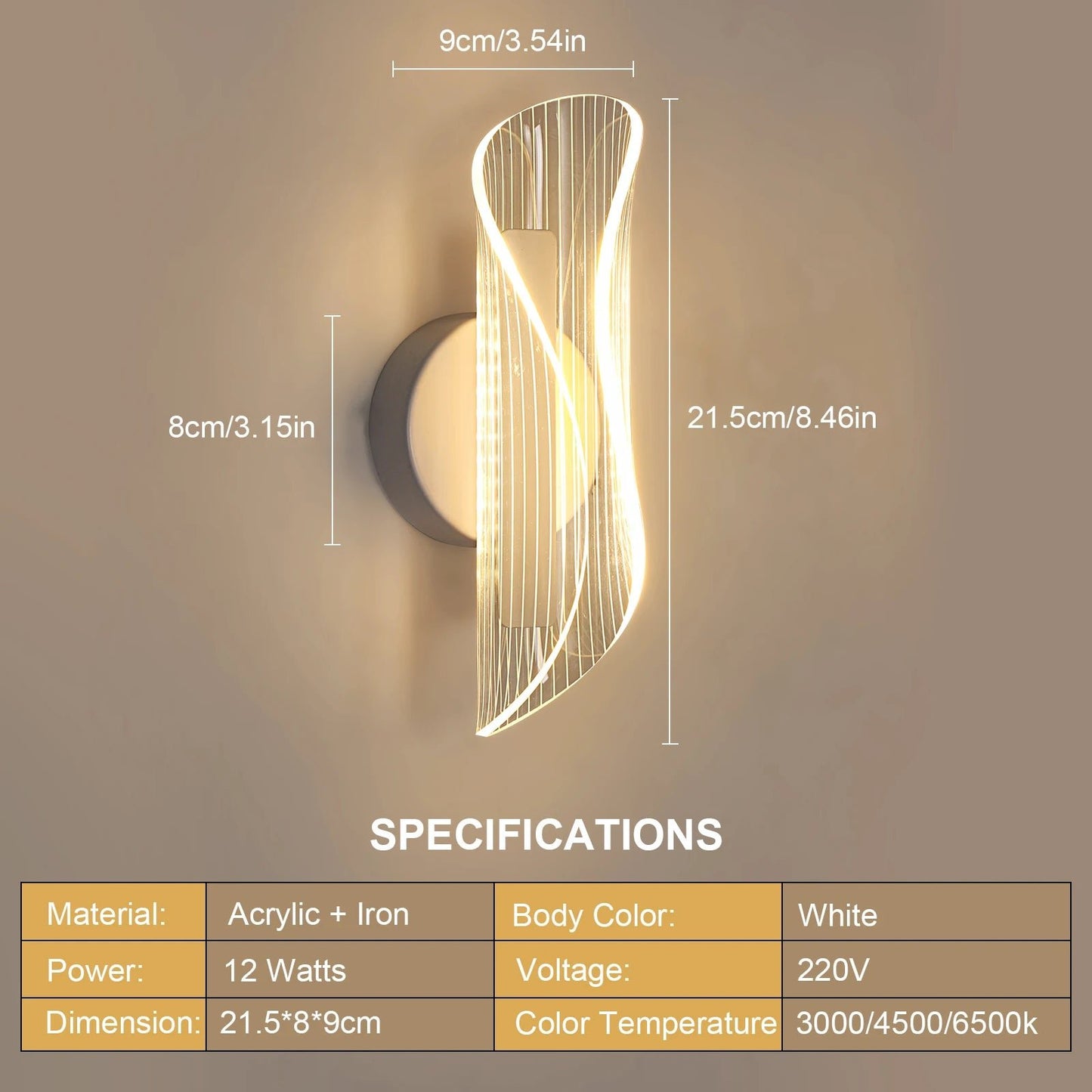 Moderne LED - Wandleuchte: Spiral - Design & 3 Farbtemperaturen für dein Schlafzimmer - ApolettaApoletta