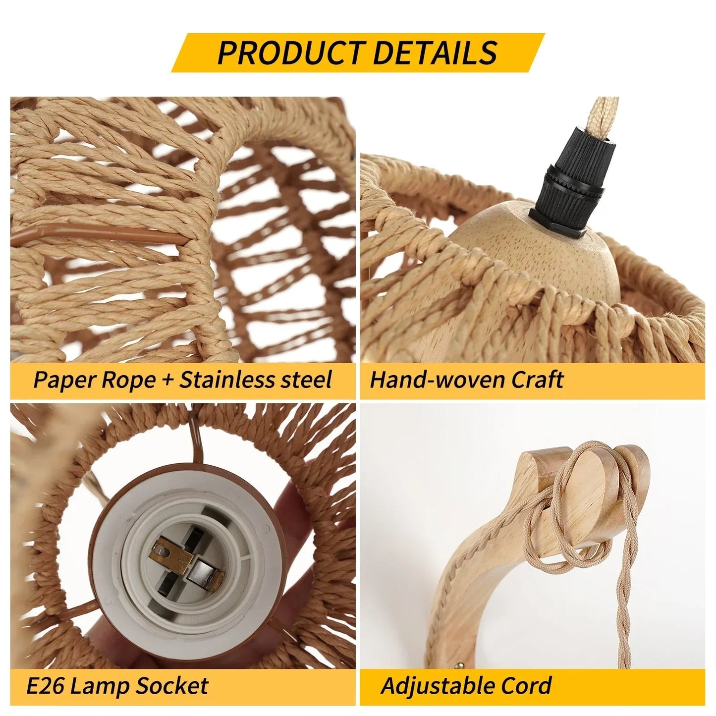 LED Rattan - Wandleuchte: Handgeflochtene Lampe aus Hanfseil im Retro - Stil für Wohn - und Schlafzimmer - ApolettaApoletta